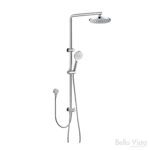 Dual Shower Rail with Rain Fall Head - Round Chrome