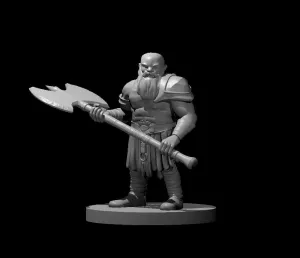 Dwarf Barbarian with Axe Miniature