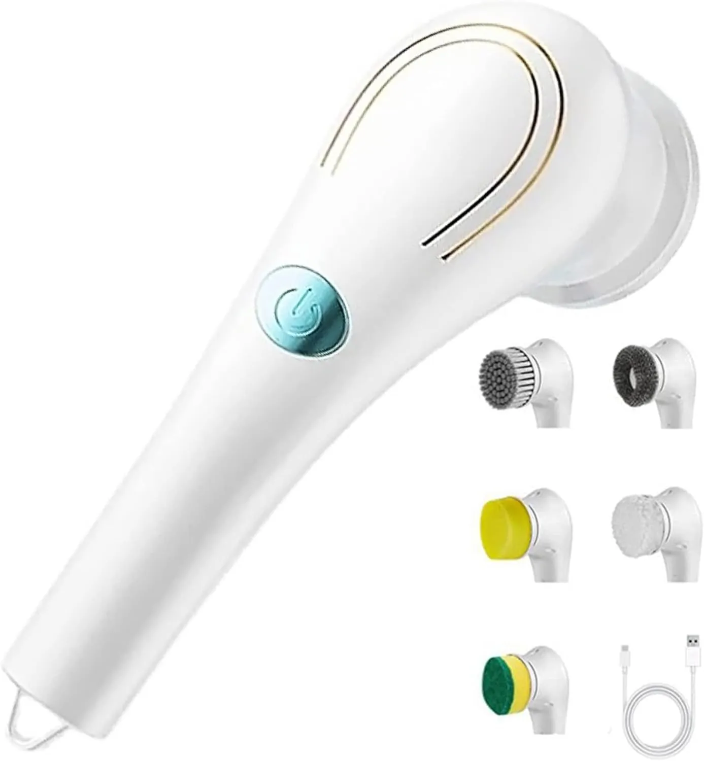 Eectric Scrubber for Cleaning, KIRIKIT Handheld Cordless Electric Cleaning Brush with 5 Replaceable Heads for Bathtub/Kitchen/Bathroom/Floor/Dish/Car/Shoe/Glass
