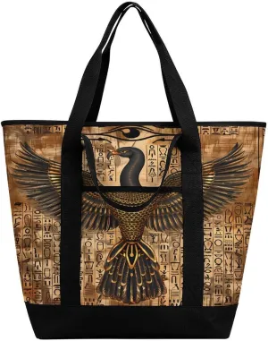 Egyptian Papyrus Depicts The Eye of Horus Shopping Bags Insulated Lunch Bag Shoulder Grocery Bags for Work Travel Beach
