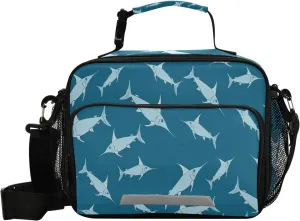 Eionryn Swordfish Shark Lunch Bags Lunch Box Insulated Cooler Bag Reusable Tote Shoulder Bag for Outdoor Picnic Meal Office