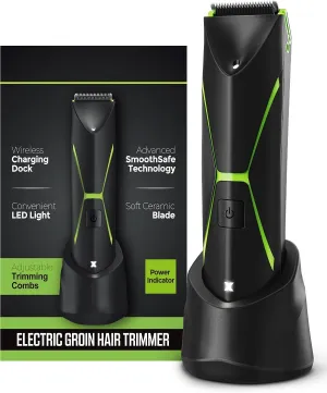 Electric Body Hair Trimmer for Men: Manscape Ball Trimmer Waterproof Pubic Hair Groomer Cordless Rechargeable Groin Shaver Replaceable Blade Shaving Wet/Dry Hygiene Razor Portable Body Grooming Travel