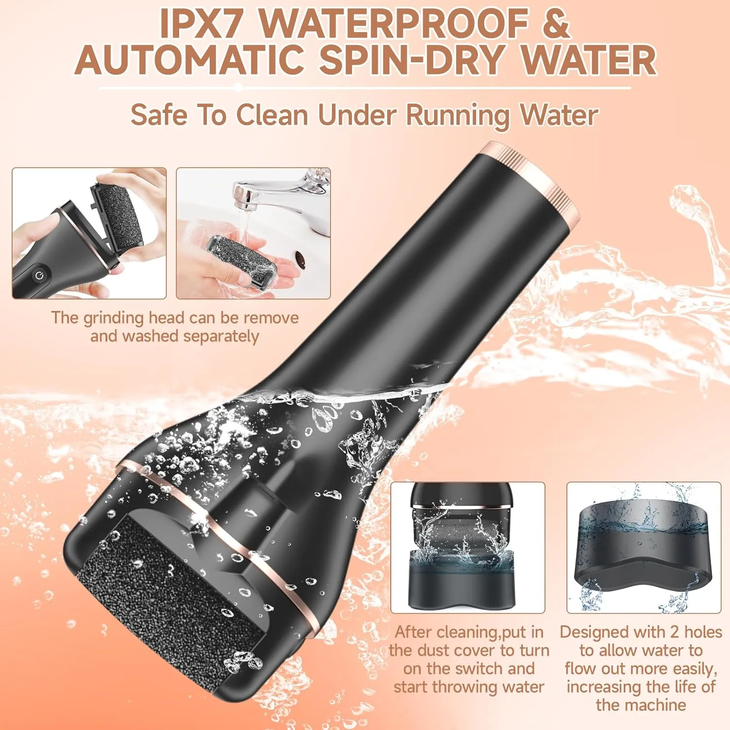 Electric Callus Remover for Feet,Rechargeable Portable Foot File Pedicure Kits,Waterproof Pedi Feet Care Tools Wet&Dry Foot Scrubber File Perfect for Hard Cracked Dry Dead Skin