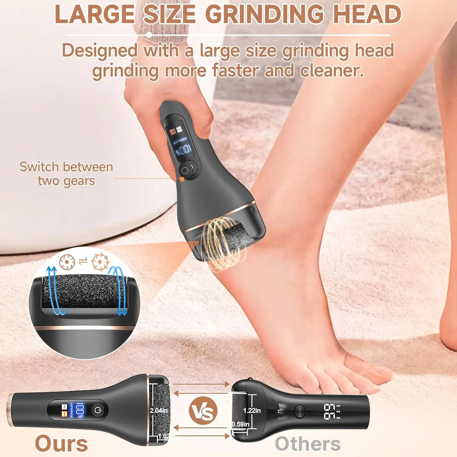 Electric Callus Remover for Feet,Rechargeable Portable Foot File Pedicure Kits,Waterproof Pedi Feet Care Tools Wet&Dry Foot Scrubber File Perfect for Hard Cracked Dry Dead Skin