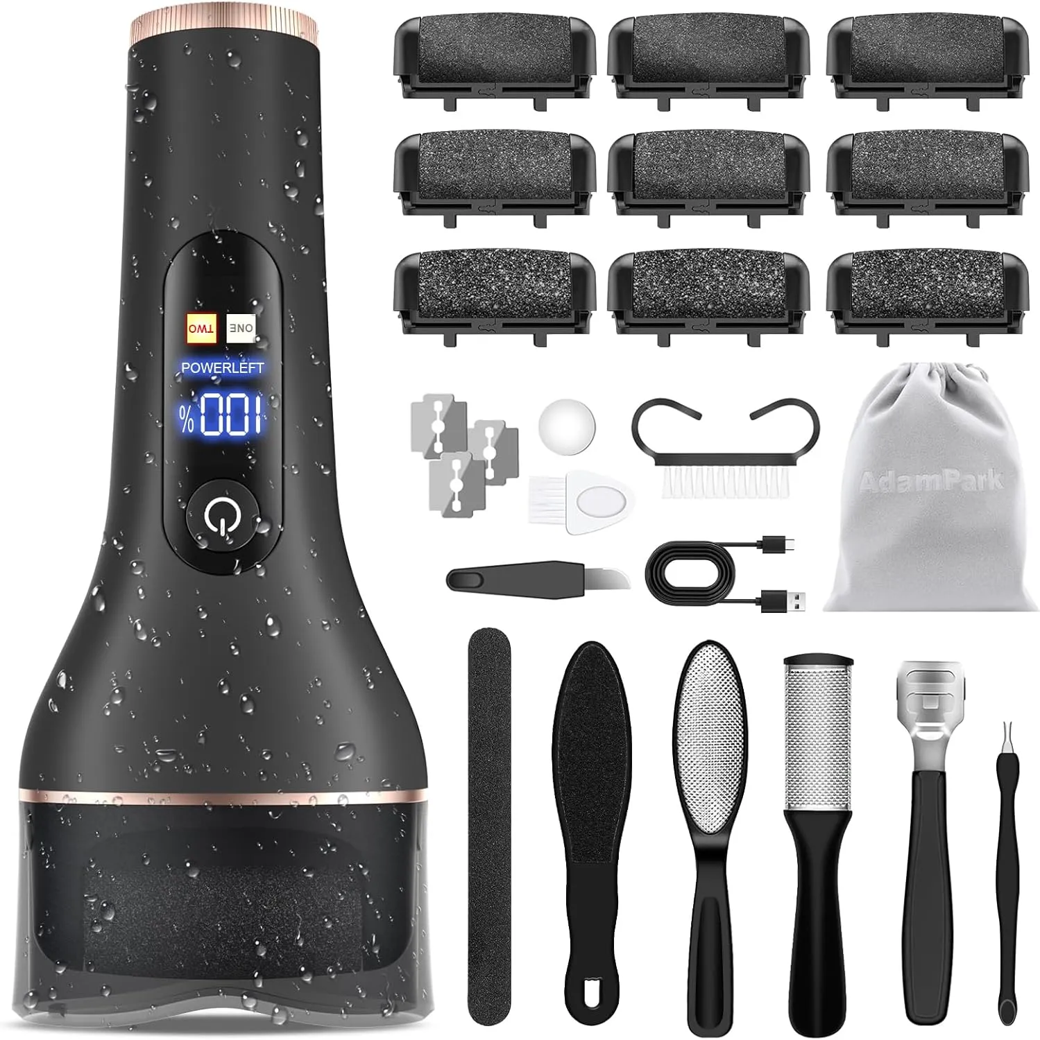 Electric Callus Remover for Feet,Rechargeable Portable Foot File Pedicure Kits,Waterproof Pedi Feet Care Tools Wet&Dry Foot Scrubber File Perfect for Hard Cracked Dry Dead Skin