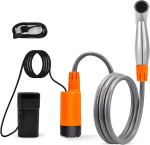 Electric Camping Bidet Shower, USB Rechargeable, Strong Water Flow, Includes Suction Cup & S Hook