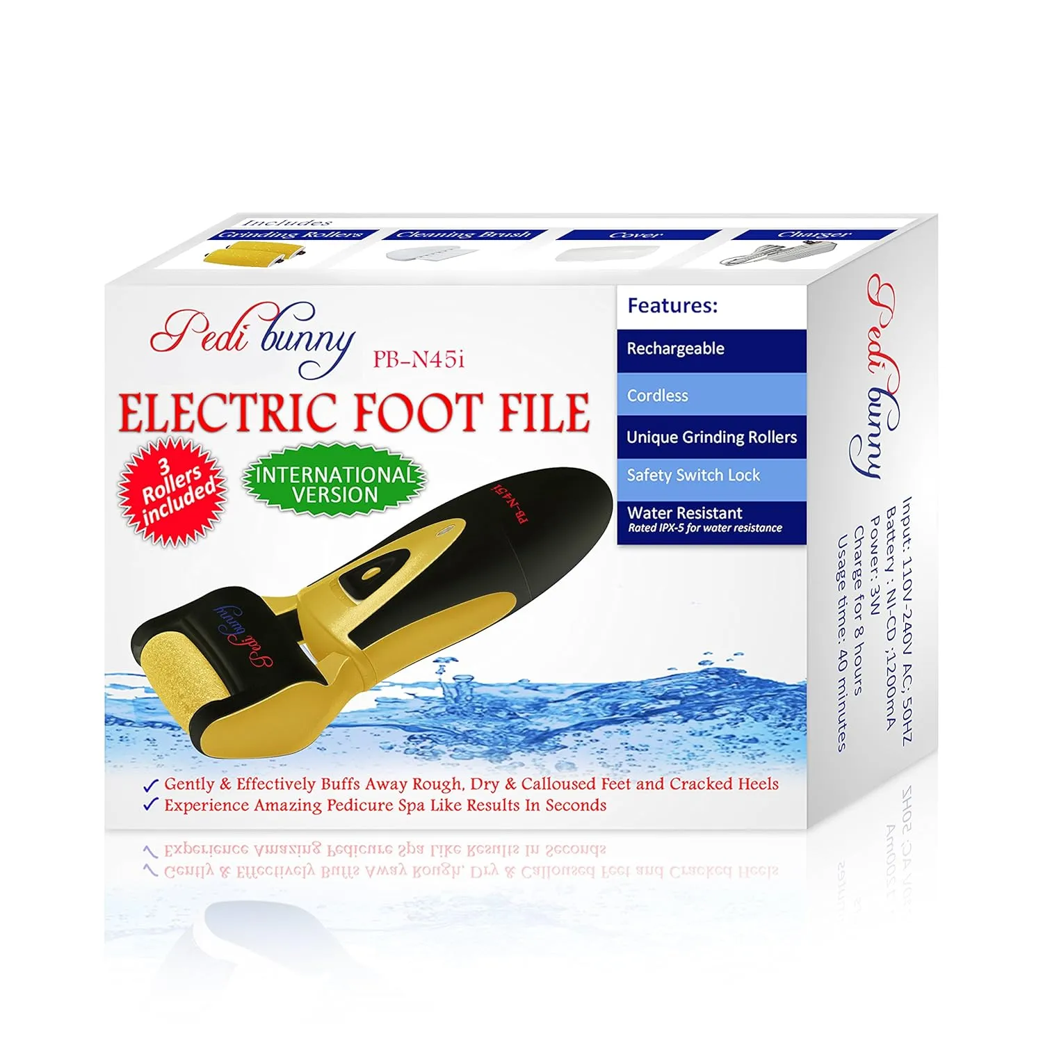 Electric Foot Callus Remover - Rechargeable Electronic Foot File - Professional Pedicure Tools with 3 Rollers - Foot Scrubber for Dry Cracked Feet and Dead Skin - Foot Sander for Men and Women