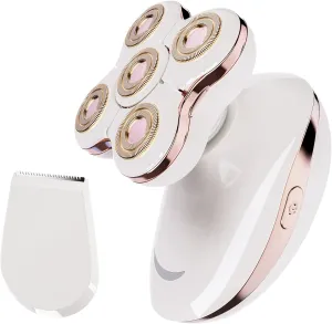 Electric Razors for Womens, 2-in-1 Best Shaver for Women, Rechargeable Trimmer with Detachable Head for Women's Legs, Bikini, Face, Lips Hairs, Cordless Wet Dry Facial Hair Removal for Women