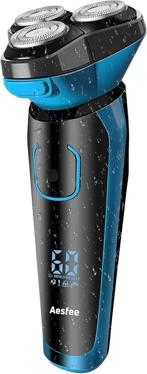 Electric Shaver for Men Waterproof Wet and Dry, Men's Electric Razor Cordless Rechargeable 3D Rotary Electric Shaving Razors with Pop-up Trimmer, LCD Display, Travel Lock