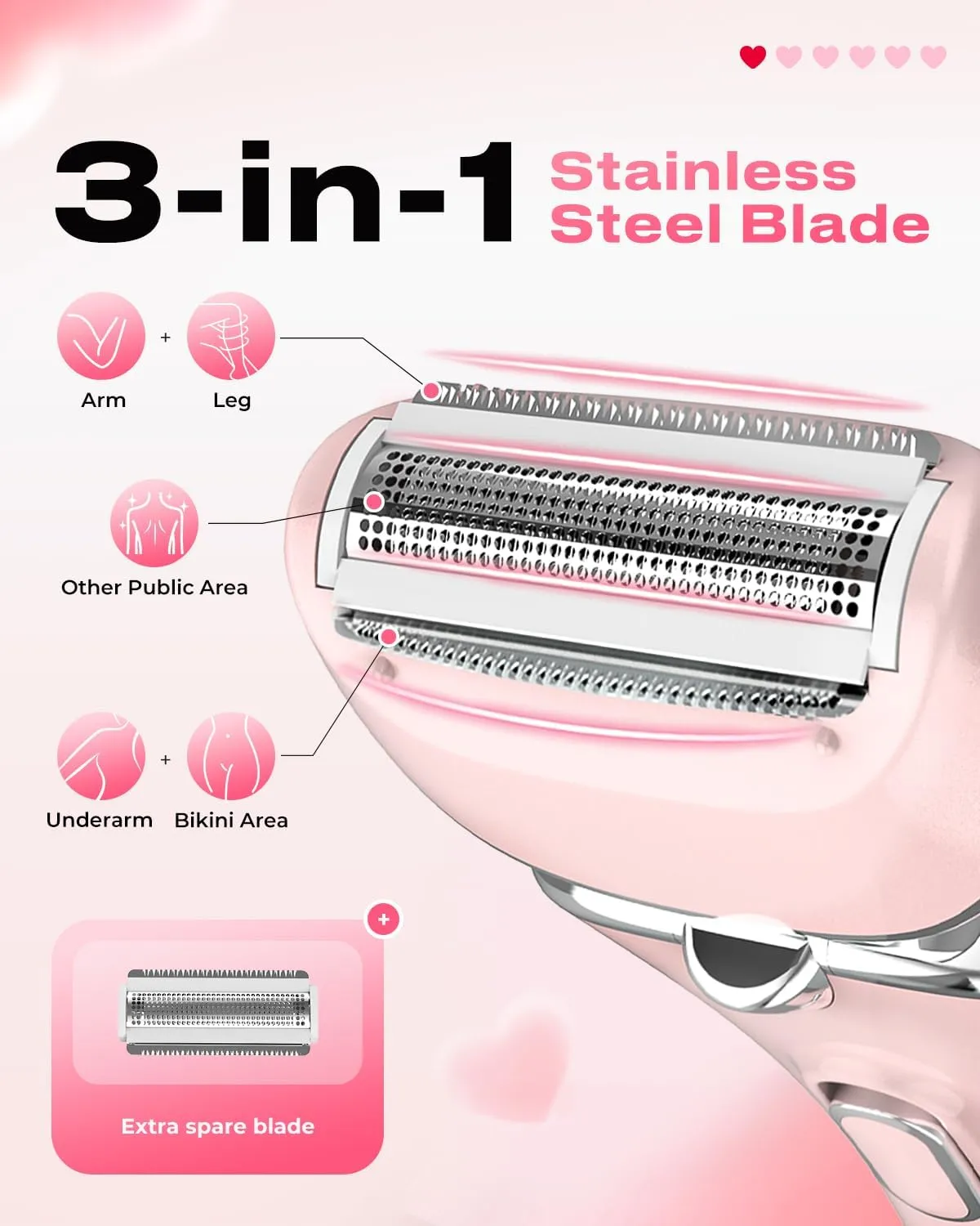 Electric Shaver Women Rechargeable Razor Ladies Shaver,Lady Razor for Legs,Arm,Underarm,Bikini,USB Rechargeable Razor Wet&Dry Cordless for Woman
