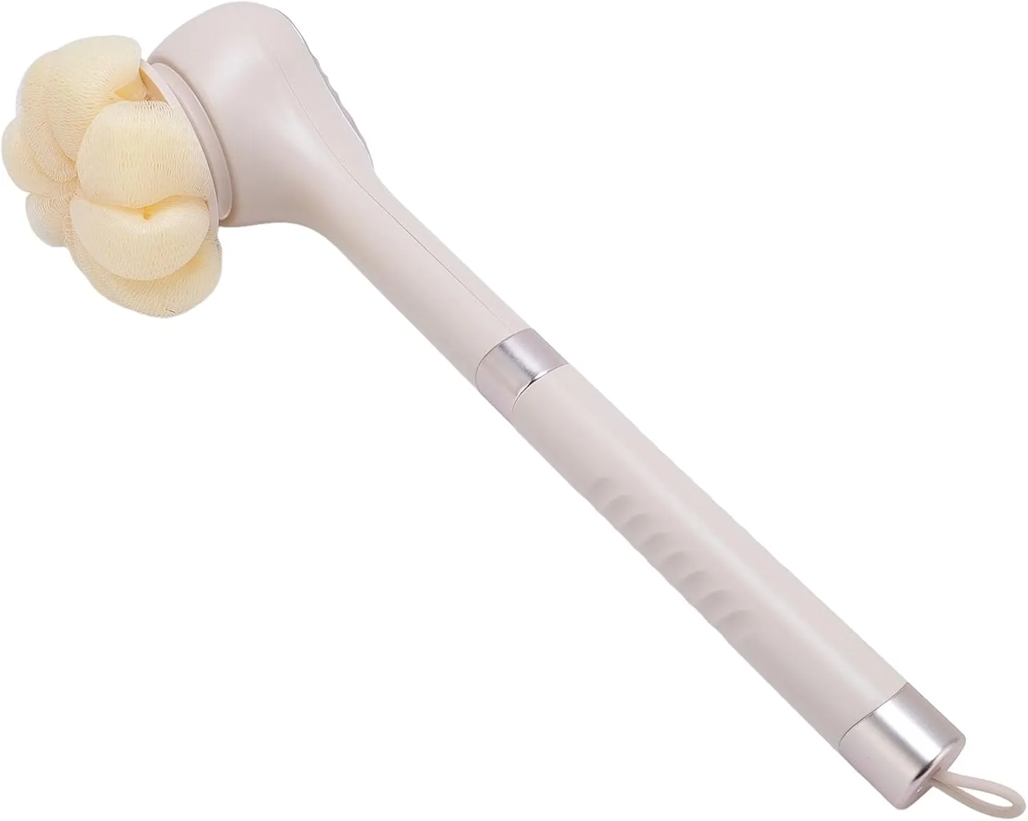 Electric Shower Brush for Body 3 Adjustable Speeds Water Proof All Round Cleansing Long Handle Rechargeable with 6 Brush Heads (Yellow)