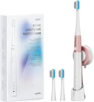 Electric Toothbrush for Adults, Ultrasonic, Battery Powered, White, 3 Modes, Deep Clean, Wireless Charging, IPX7 Waterproof, 1 Charge for 60 Days