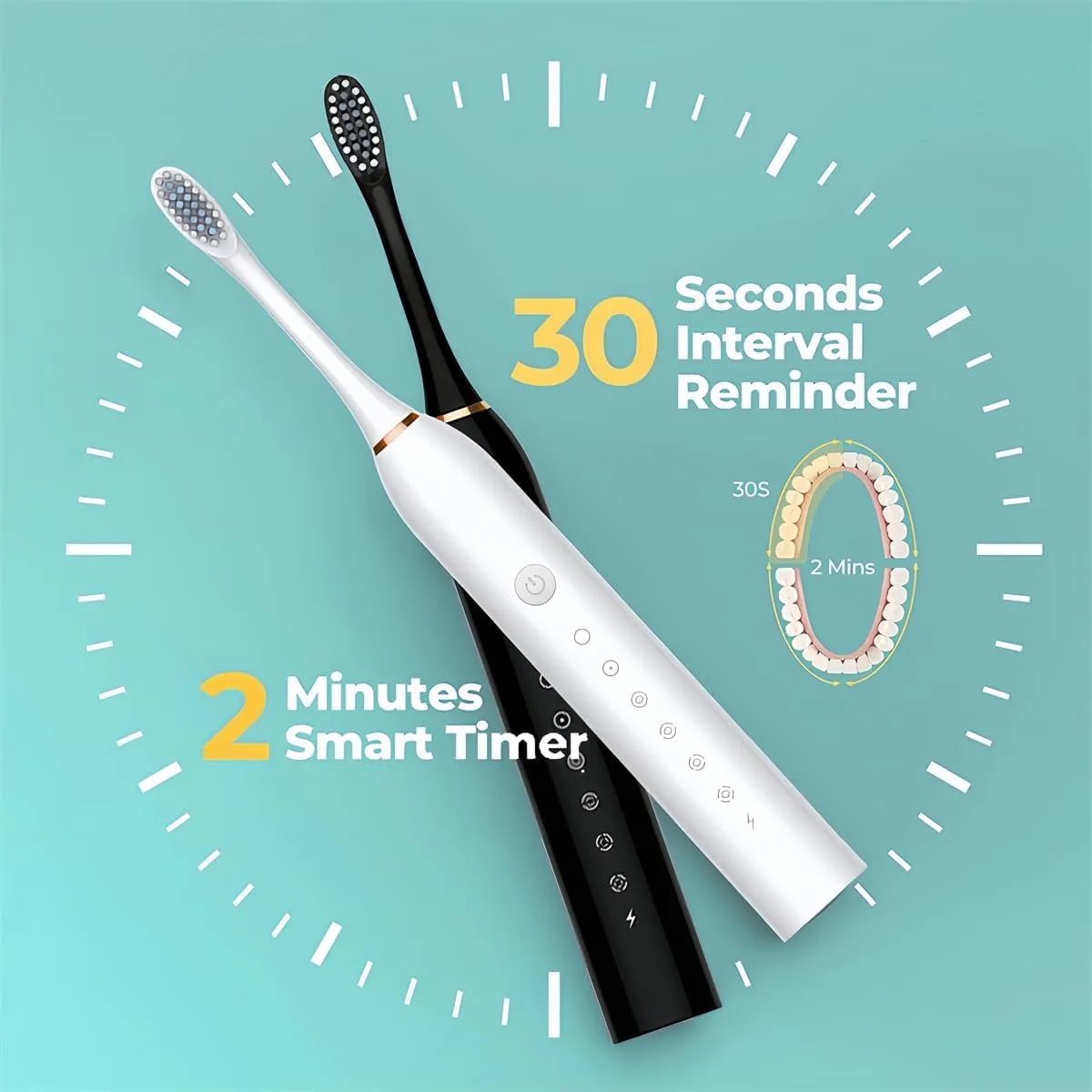Electric Toothbrush for Women Girls USB Rechargeable Ultra Sonic Toothbrushes with 8 Brush Heads 42,000 VPM Whitening 6 Cleaning Modes 2 Min Smart Timer 2-Hour Fast Charge for 60-Days (Pink)