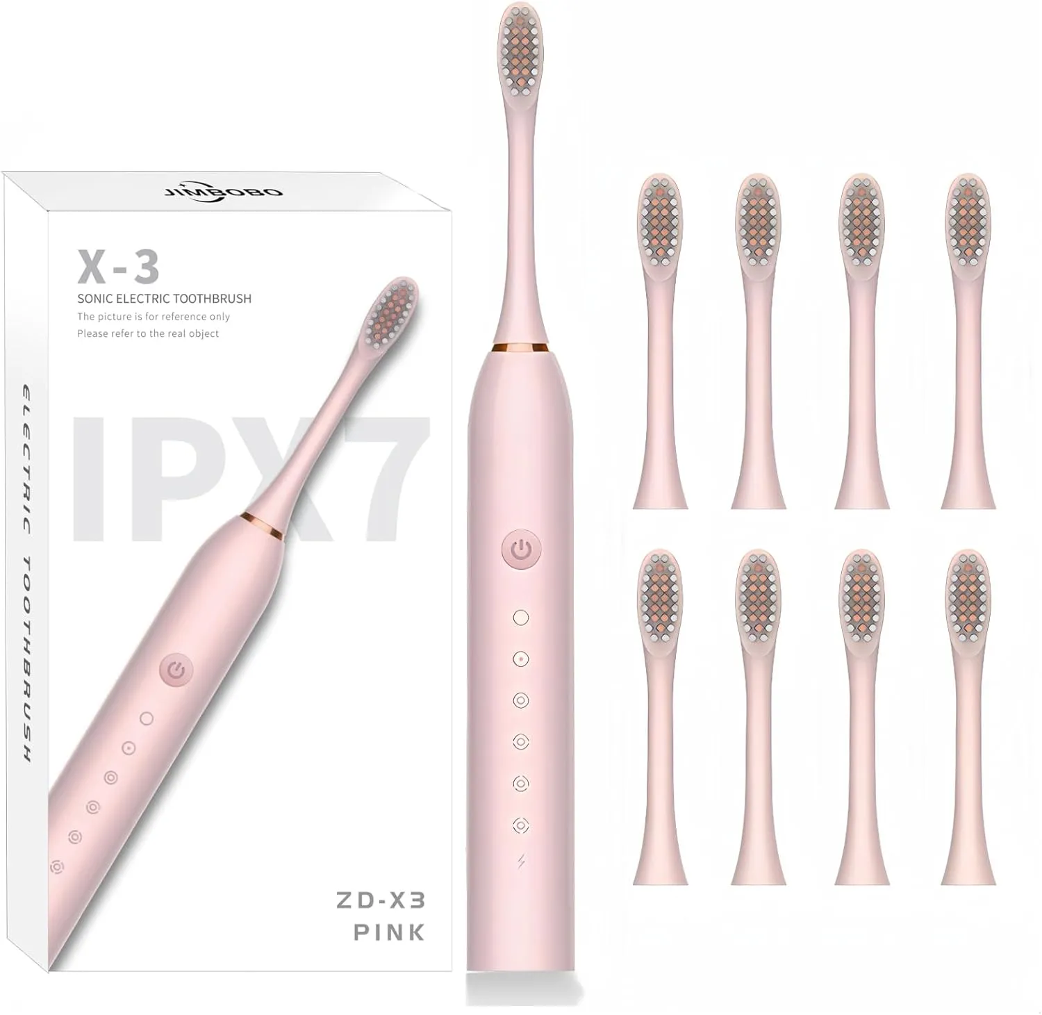 Electric Toothbrush for Women Girls USB Rechargeable Ultra Sonic Toothbrushes with 8 Brush Heads 42,000 VPM Whitening 6 Cleaning Modes 2 Min Smart Timer 2-Hour Fast Charge for 60-Days (Pink)