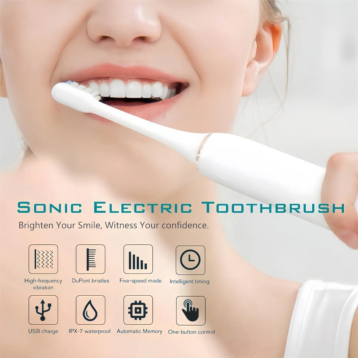 Electric Toothbrush for Women Girls USB Rechargeable Ultra Sonic Toothbrushes with 8 Brush Heads 42,000 VPM Whitening 6 Cleaning Modes 2 Min Smart Timer 2-Hour Fast Charge for 60-Days (Pink)