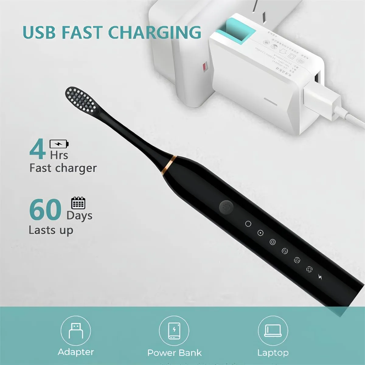Electric Toothbrush for Women Girls USB Rechargeable Ultra Sonic Toothbrushes with 8 Brush Heads 42,000 VPM Whitening 6 Cleaning Modes 2 Min Smart Timer 2-Hour Fast Charge for 60-Days (Pink)