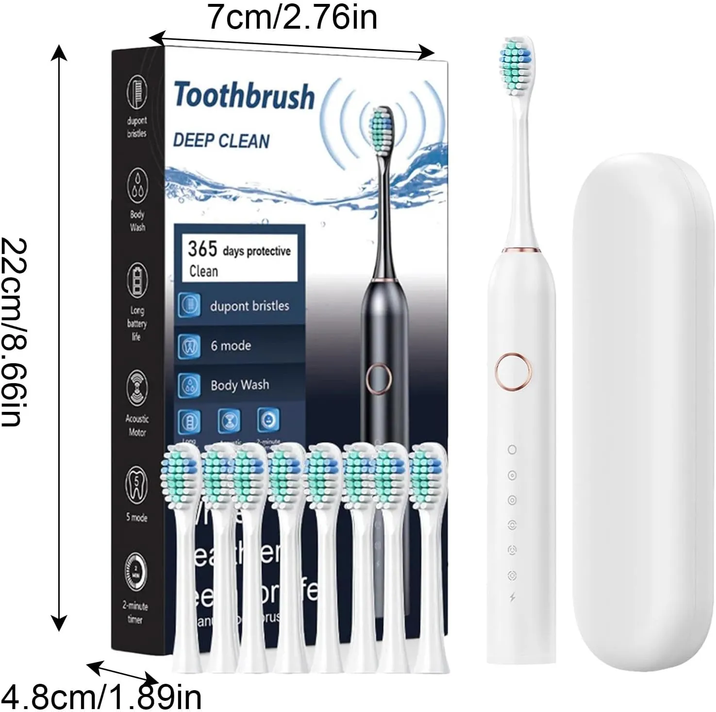 Electric Toothbrush Ultrasonic Toothbrush Rechargeable Toothbrush Ultrasonic Electric Toothbrushes Lasts 180 Days 40000 VPM Deep Clean 6 Modes Includes Travel Case