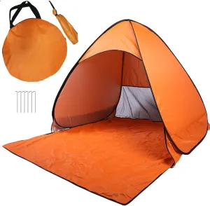 ELEOPTION Beach Tent Beach Shell Sun Shade Survival Tarp Shelter UPF 50  UV Protection Waterproof Light Weight Portable Beach Umbrella Rain Tent Shelter Sun Shade Suitble for 2 to 3 Person (Orange)