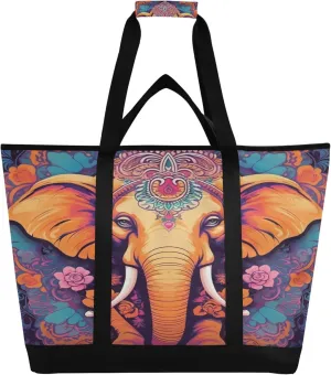 Elephant Reusable Insulated Cooler Bag with Ice Pack Compartment - Large 47L Waterproof Thermal Grocery Tote for Picnic Beach Camping Lunch Storage