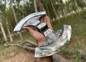 Empire Handmade Carbon Steel Viking Beautiful Double Edge Axe Head - Bearded Axe - Hand Forged Axe Head with Leather Sheath by Empire Industry