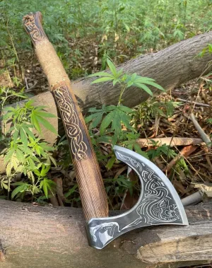 Empire Handmade High Carbon Steel Viking Axe - Valhalla Axe with Sheath - Hunting Axe - Camping Axe - Outdoor Tools - Bearded Axe - Axe Shop Online by Empire Industry
