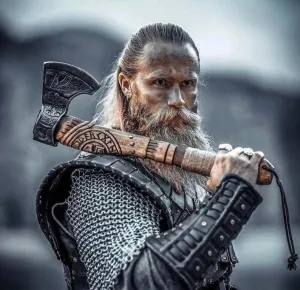 Engraved Nordic Viking Battle Axe