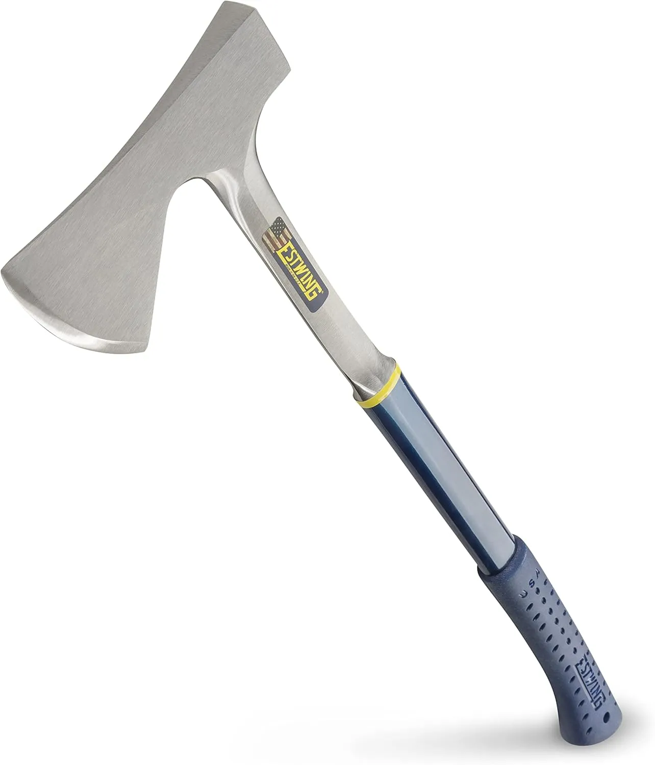 ESTWING Camper's Axe - 26" Wood Splitting Tool with All Steel Construction & Shock Reduction Grip - E45A and NO.9 Blue Replacement Sheath For E45A & E44A