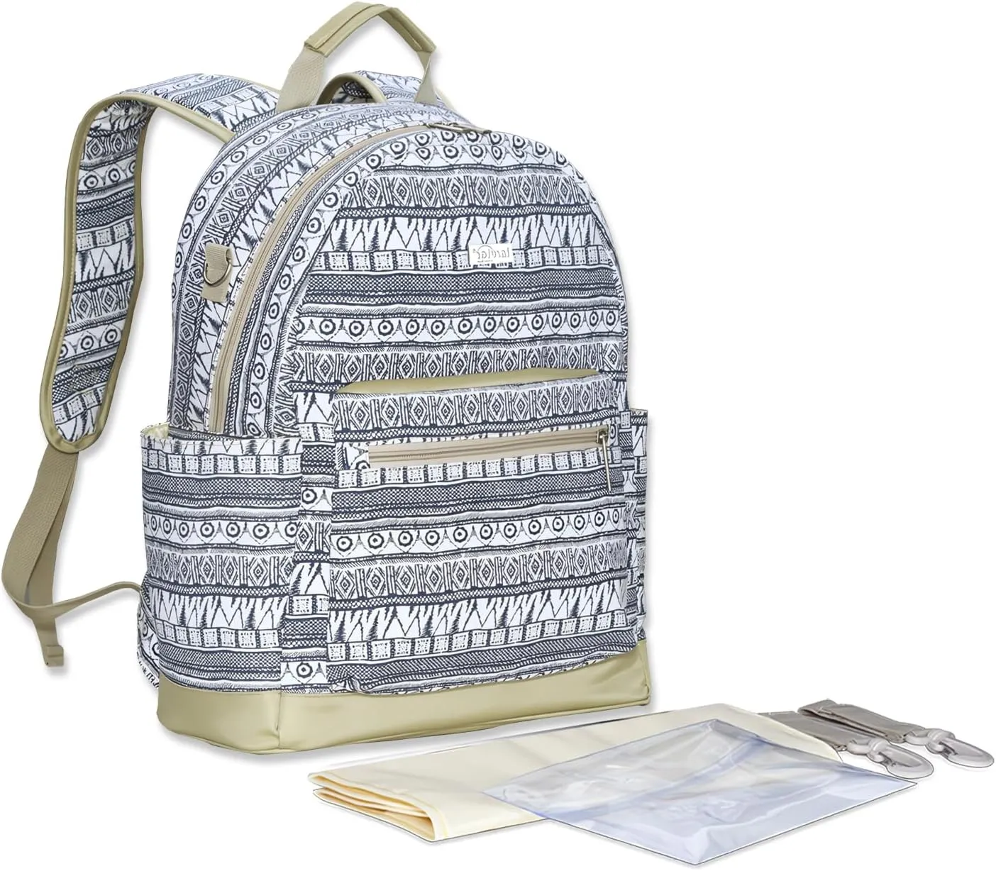 Ethnic Diaper Bag Backpack Large Capacity Travel Nappy Changing Bag Mummy Bag with Changing Mat & Stroller Straps(Boho Black & White)