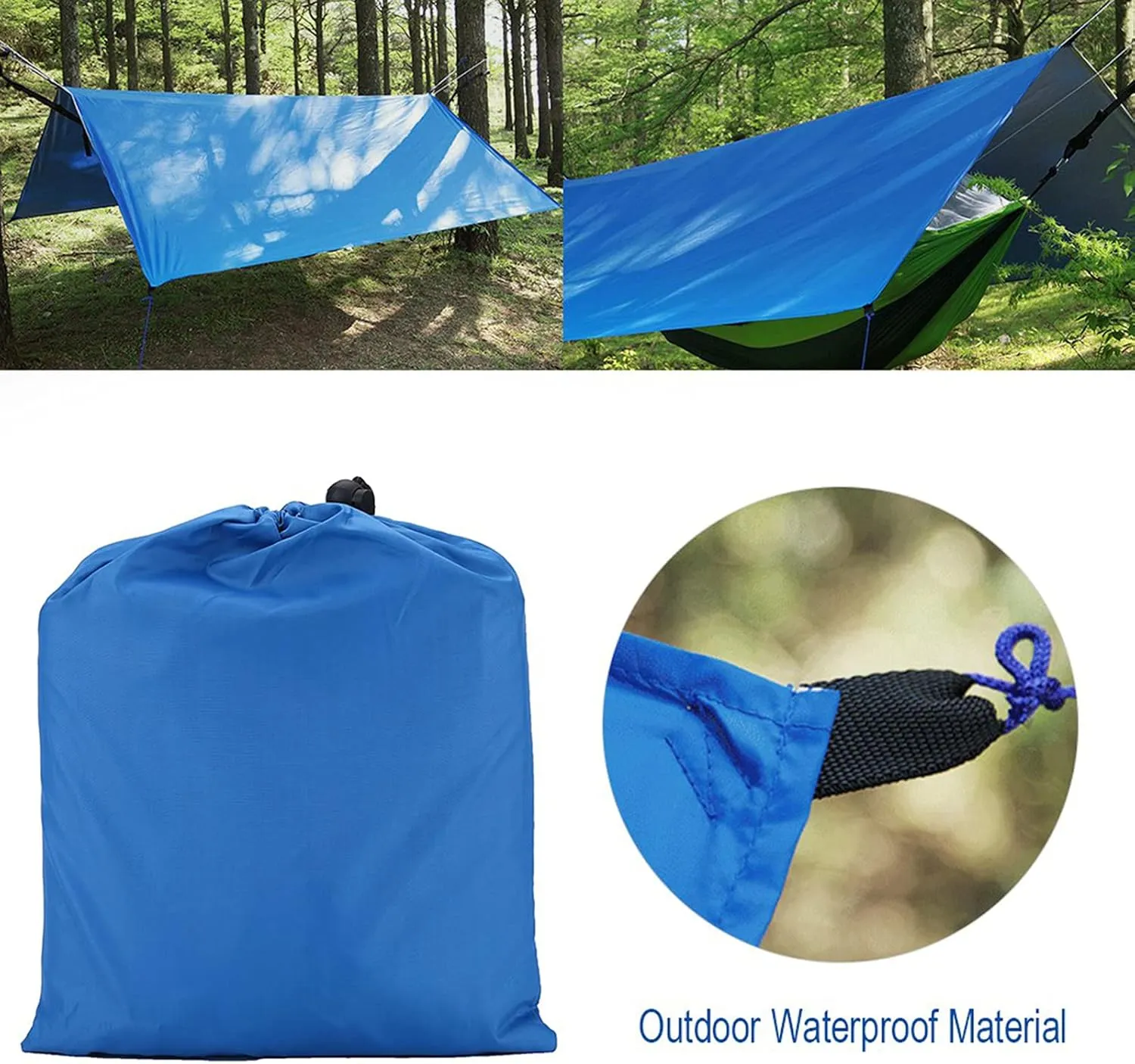 EVTSCAN Waterproof Portable Tent Tarp Outdoor Portable Lightweight Waterproof Rain Tarp Fly Tent Tarp Shelter
