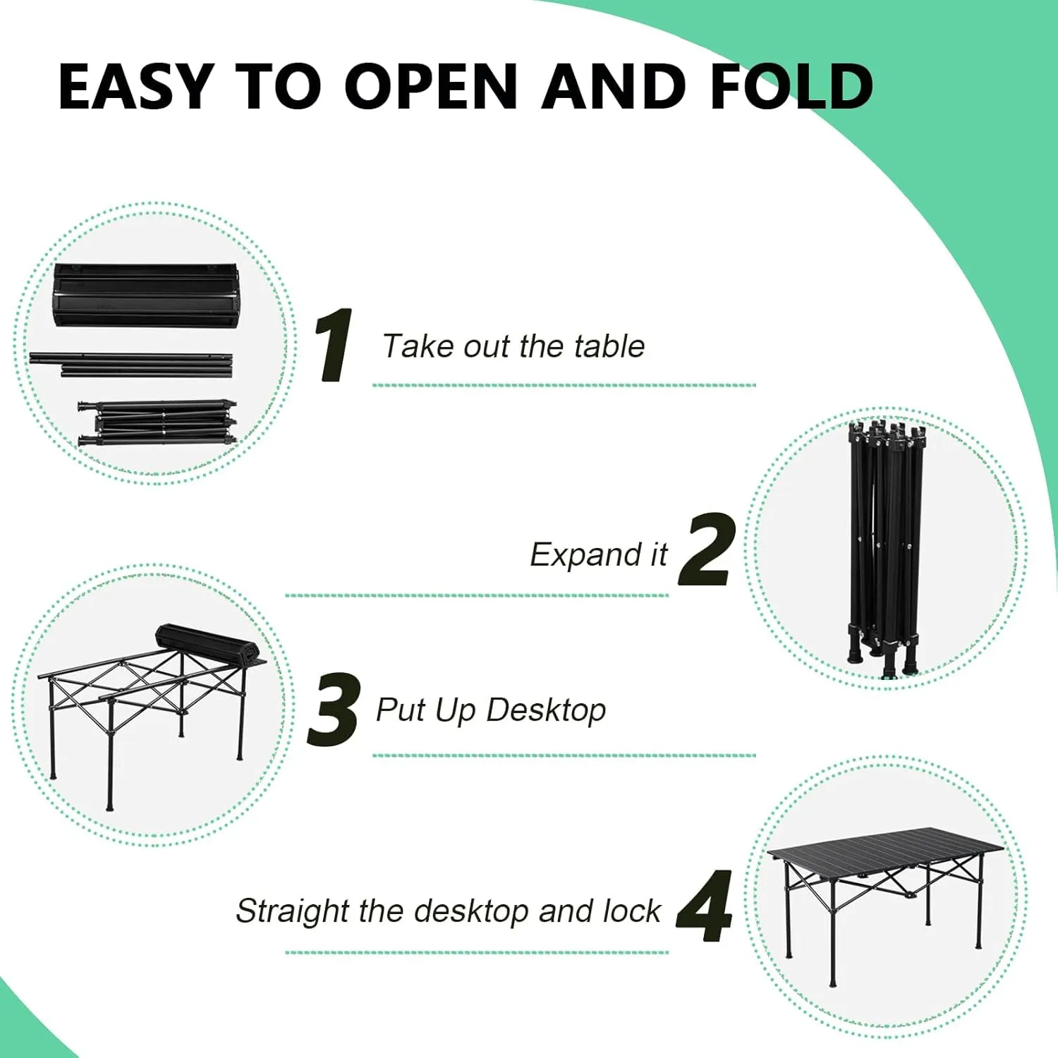 Folding Camping Table, Portable Picnic Table with Carry Bag, Lightweight Aluminum Roll-Up Design for Camping, Backpacking, Beach, BBQ, and Outdoor Parties Light Yellow 95×55×50cm/37×21×19.7in