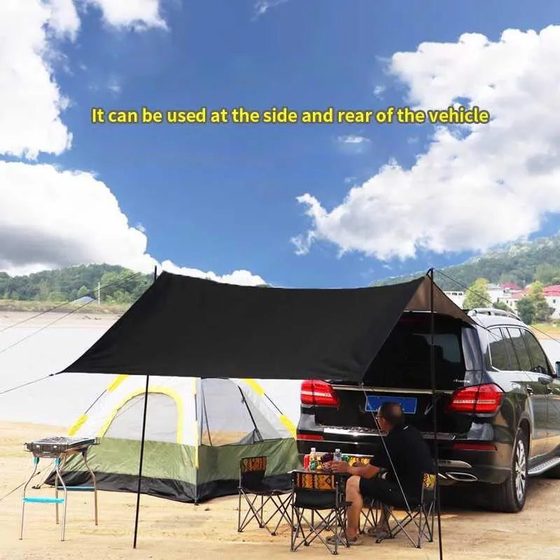 for Willys Aero/Americar/Eight/Truck/Wagon/Whippet/Six/Model 91 Camping Tarpaulin Car Awning Waterproof Hammock Rainproof Sunshade Rainproof Awning Outdoor,B Grey-S