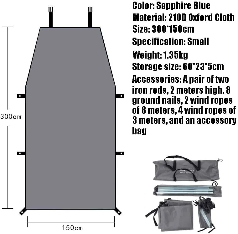 for Willys Aero/Americar/Eight/Truck/Wagon/Whippet/Six/Model 91 Camping Tarpaulin Car Awning Waterproof Hammock Rainproof Sunshade Rainproof Awning Outdoor,B Grey-S