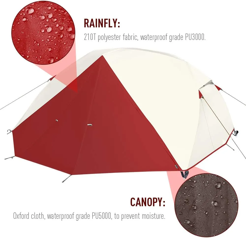 Forceatt Camping Tent for 3 Persons, Backpacking Tent Waterproof & Windproof, Easy Set up 丨 Instant Tent with Rain Fly for Camping, Hiking, Family Trips