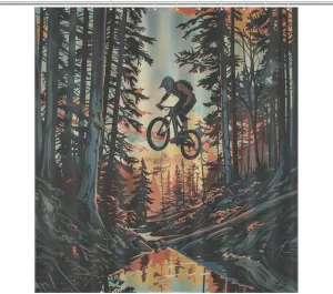 Forest Off-Road Riding Shower Curtain Fabric Shower Curtains Bathroom Waterproof Lightweight 66x72Inch（168x183cm）