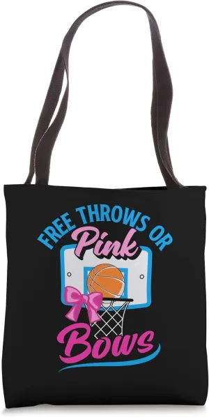 Free Throws Or Pink Bows Boy Or Girl Gender Reveal Party Tote Bag