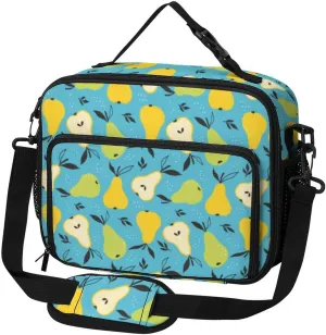 Fruit Pear Pattern Lunch Bag Insulated Lunch Tote Shoulder Bag for Men Women Work Travel Picnic