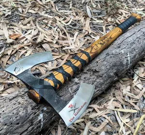 FS Crafts AxeVS003B 34" Double Head Berserker Axe Two Hand Axe Broad Axe Hewing Axe Double Edged Battle Axe Large Norse Axe Double Blade Axe Big Viking Axe Hand Forged Axe Blade Axe