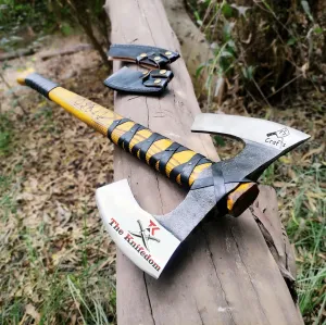 FS Crafts AxeVS003C 34" Double Head Berserker Axe Two Hand Axe Broad Axe Hewing Axe Double Edged Battle Axe Large Norse Axe Double Blade Axe Big Viking Axe Hand Forged Axe Blade Axe