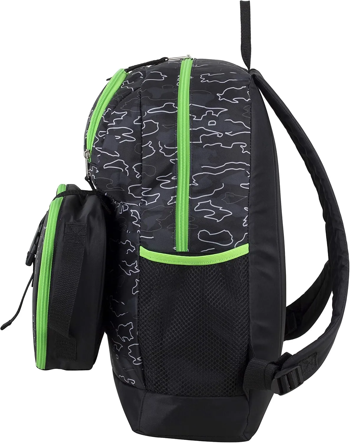 FUEL 4-Piece Bundle Colorful Prints Backpack Book Bag Set Detachable Insulated Lunch Box, Pencil Case, Accessory Pouch