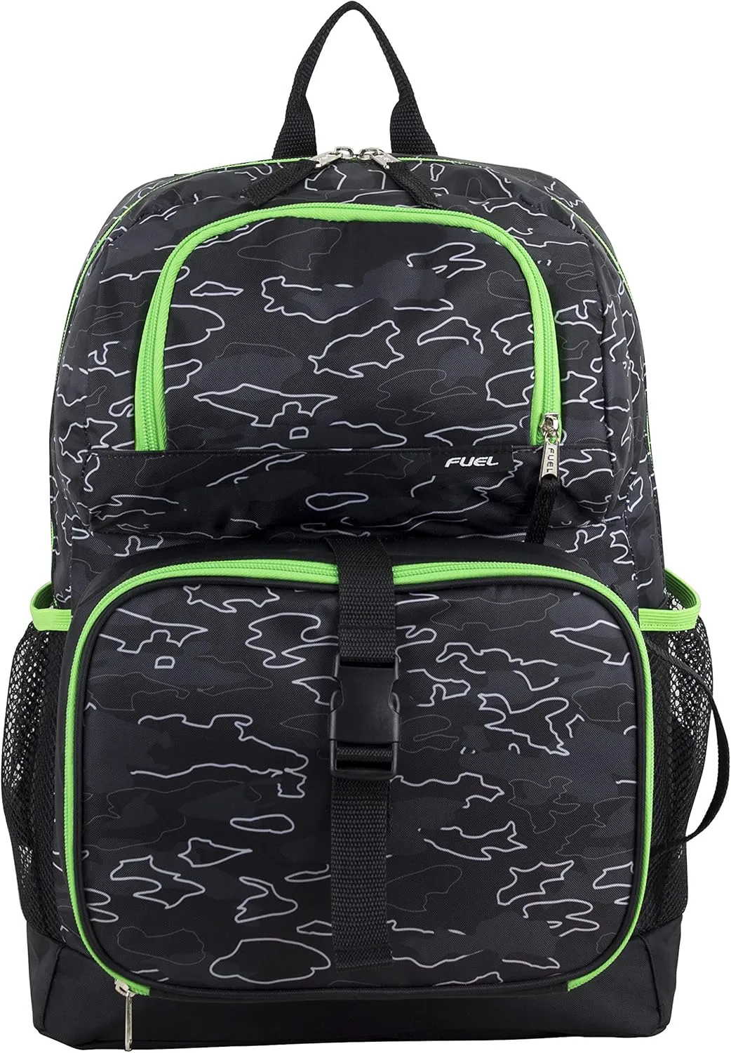 FUEL 4-Piece Bundle Colorful Prints Backpack Book Bag Set Detachable Insulated Lunch Box, Pencil Case, Accessory Pouch