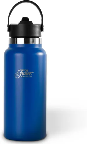 Fuller Stainless Steel Water Bottle with Straw Lid – BPA-Free, Sweat-Proof, Leak-Proof Travel Mug – Double Wall Insulated for Hot & Cold Drinks – Carry Handle (Mazarine Blue, 32 Oz.)