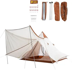 GeRRiT Outdoor Camping Pyramid Tent Double Layers Indian Beach Tent Rainproof Sun Protection Casual Picnic Camping Mongolian Yurt Tent Hiking Shelter