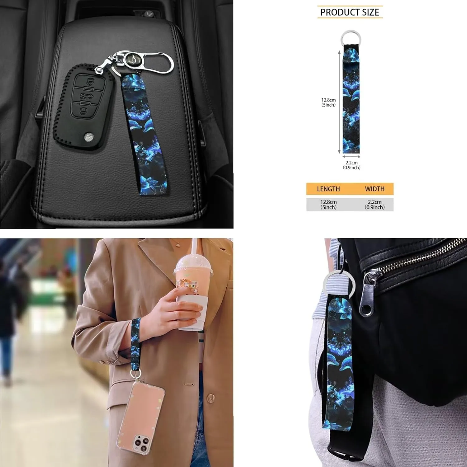 GIFTPUZZ Dolphin Backpacks Set with Cooler Warm Picnic Lunch Tote Bags Multifunction Coins Wallet Zip Around Pen Cover Case Holder Drawstrings Bags Keychain 5 in 1