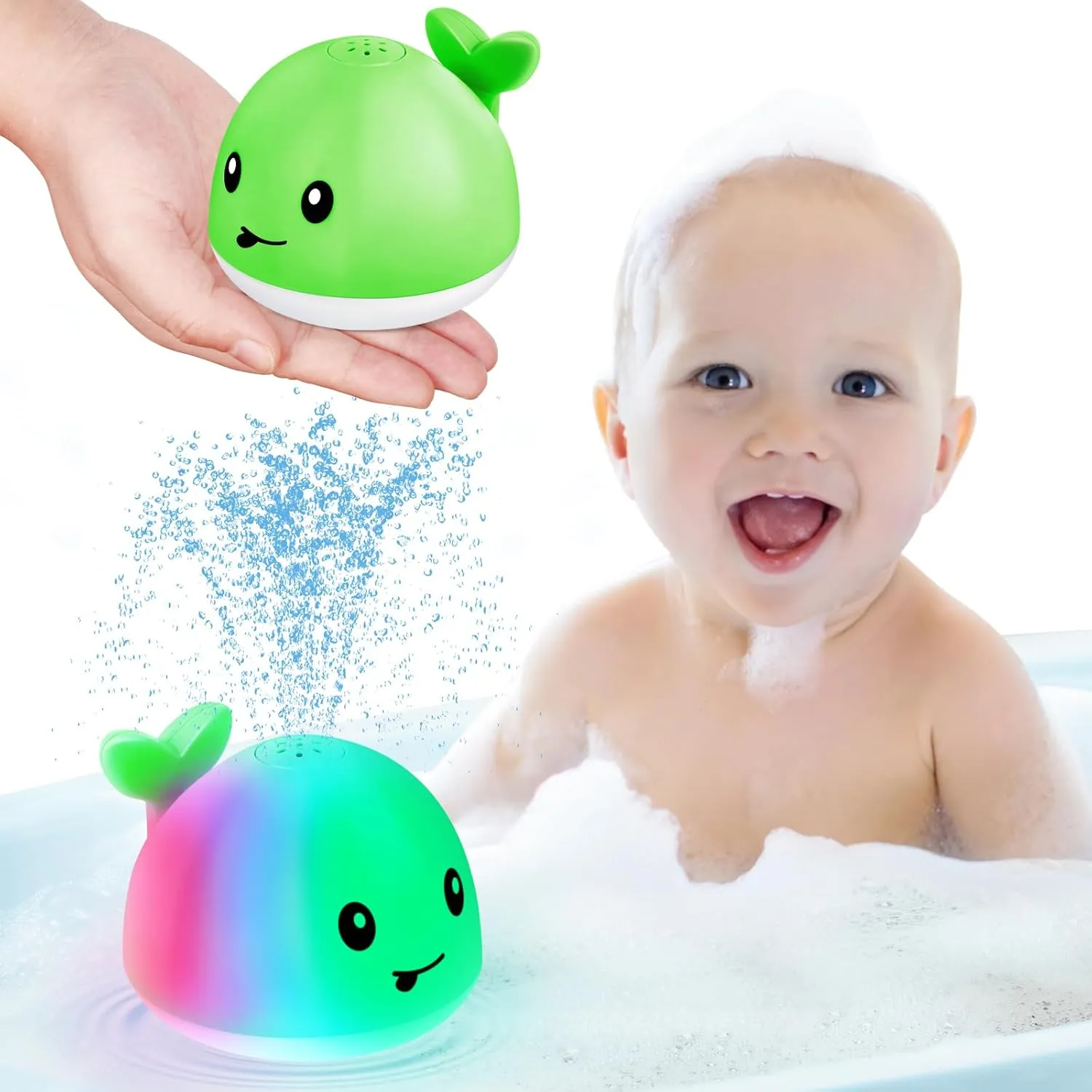 Gigilli Baby Bath Toys, Light Up Bath Toys for Kids 1-3 Babies 6-12 12-18 Months, Whale Sprinkler Spray Water Pool Bathtub Toys Toddlers Infant 1 2 3 4 5, Baby Shower Newborn Gifts