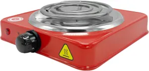 Golden Desert Electric Burner 1000W Countertop Coiled Hot Plate, Temperature Control, Stainless Steel Coiled Cooking Stove, Overheat Protection, Charcoal Heater – Red