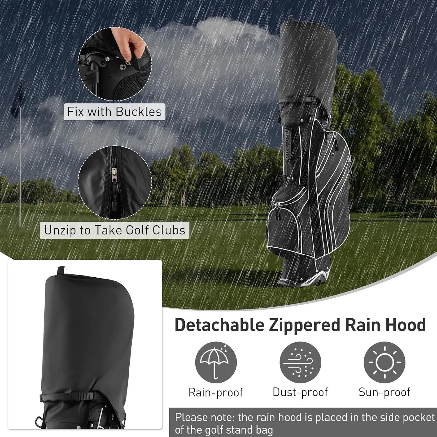 Goplus Golf Stand Bag, Lightweight Golf Club Bag with 6 Way Top Dividers, 8 Pockets, Cooler Bag, Rain Hood, Dual Shoulder Strap, Umbrella Holder, Portable Golf Bag with Stand for Women Men