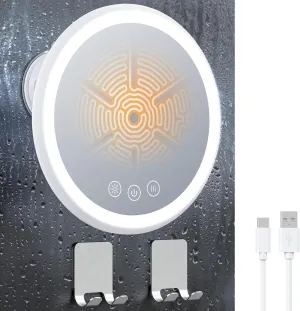 Gospire 3X Heated Shower Mirror Fogless for Shaving, 5000mAh Battery, 360° Swivel & Magnetic Design, 8.3” Anti-Fog Shower Shaving Mirror with 3 Color Dimming Lights, Includes 2PCS Adhesive Hooks