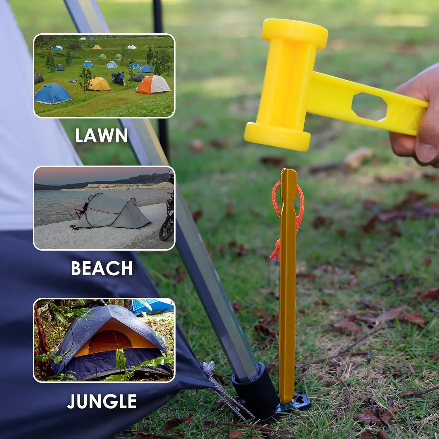 Grassman 12 Pack Tent Stakes, 7075 Aluminium Tent pegs, Heavy Duty Lightweight Ground Pegs, Durable and Safe Metal Camping Spikes, Orange