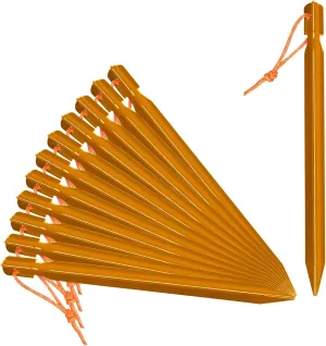 Grassman 12 Pack Tent Stakes, 7075 Aluminium Tent pegs, Heavy Duty Lightweight Ground Pegs, Durable and Safe Metal Camping Spikes, Orange