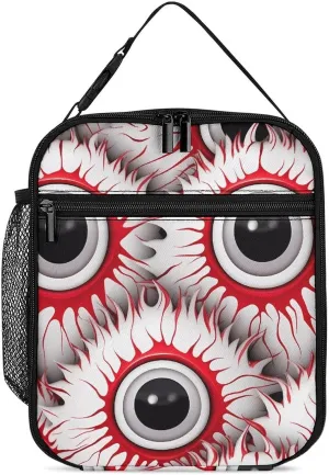 Halloween Eyeballs Lunch Bag Insulated Box Portable Reusable Tote Handbag with Strap for Women Men